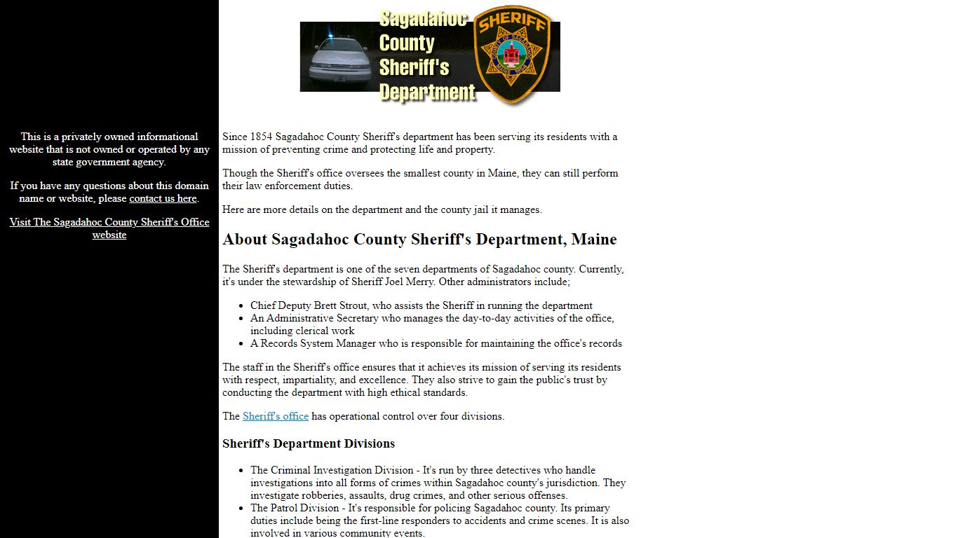 About Sagadahoc County Sheriff's Department and Jail, Maine